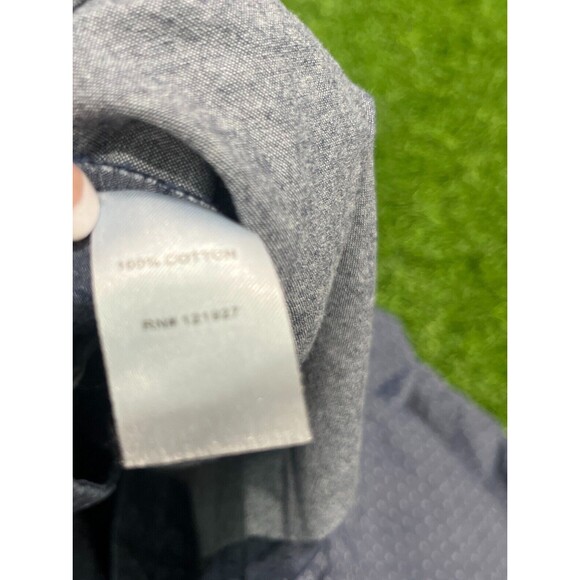 JOHNNIE-O Flat Front Chino Short Mens 44 Inseam 8" Chambray Geometric Blue - Picture 2 of 8